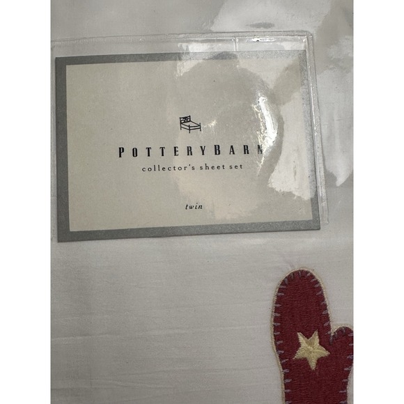 Pottery Barn Y2K Collector Sheets TWIN Winter Holiday Christmas Embroidered NEW - Picture 3 of 6
